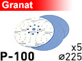 Шлифовальный круг D225 GRANAT P100 - упаковка 5 шт